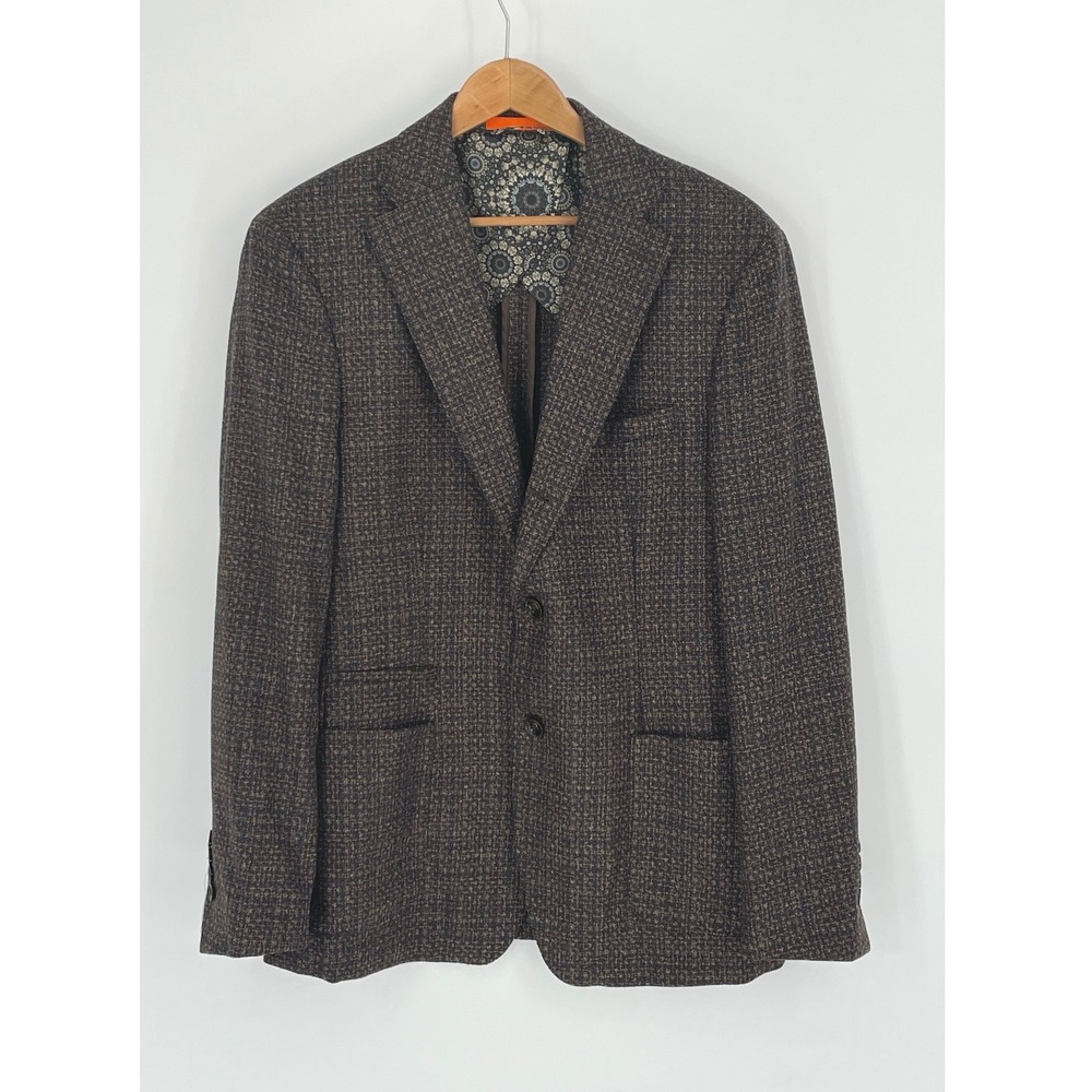 Tallia Men Blazer 40R Sport Coat Brown Wool Blend Textured Jacket Unstructured
